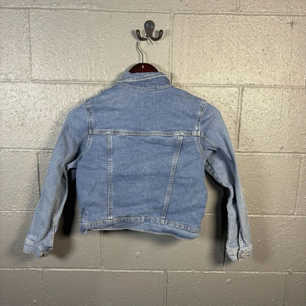 Old Navy Kids Denim Jacket Youth Large 10-12 Blue Trucker Button Front Stretch